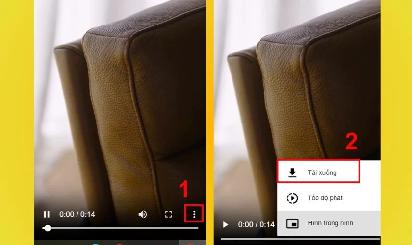Nhấn v&agrave;o biểu tượng 3 chấm v&agrave; chọn Tải xuống video