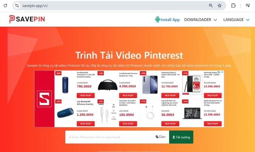 SavePin l&agrave; một trang web mang đến giải ph&aacute;p tải video Pinterest tối ưu