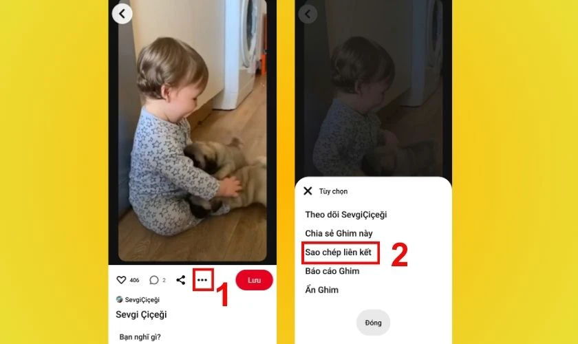 Mở video cần tải v&agrave; chọn Sao ch&eacute;p li&ecirc;n kết