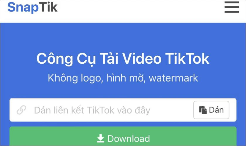 SnapTik l&agrave; một trong những app tải video TikTok kh&ocirc;ng logo phổ biến nhất