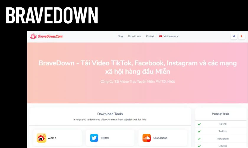 Tải video Weibo kh&ocirc;ng logo với BraveDown