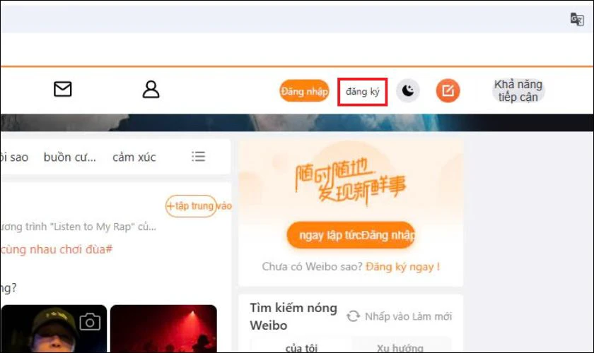 C&aacute;ch đăng k&yacute; t&agrave;i khoản Weibo tr&ecirc;n m&aacute;y t&iacute;nh