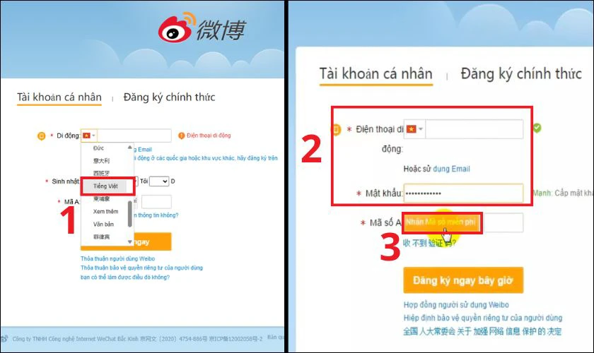Đổi m&atilde; v&ugrave;ng điện thoại sang Việt Nam