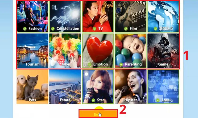 Click v&agrave;o c&aacute;c &ocirc; nội dung bạn muốn xem tr&ecirc;n Weibo