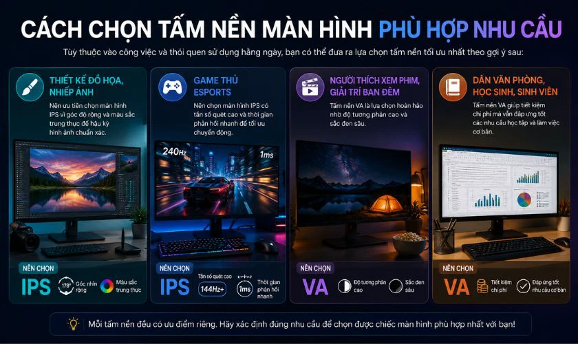 Cách chọn tấm nền màn hình phù hợp nhu cầu
