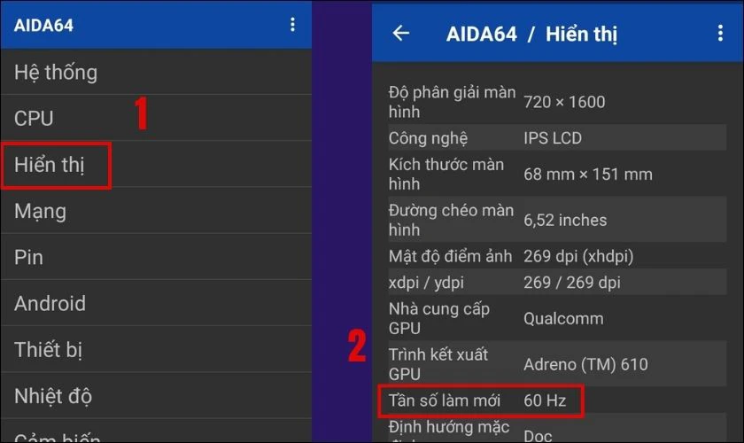 Sử dụng ứng dụng đo tần số qu&eacute;t m&agrave;n h&igrave;nh điện thoại