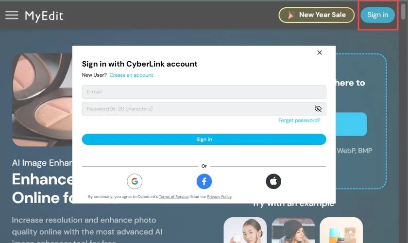 Truy cập MyEdit v&agrave; nhấn Sign in để đăng nhập