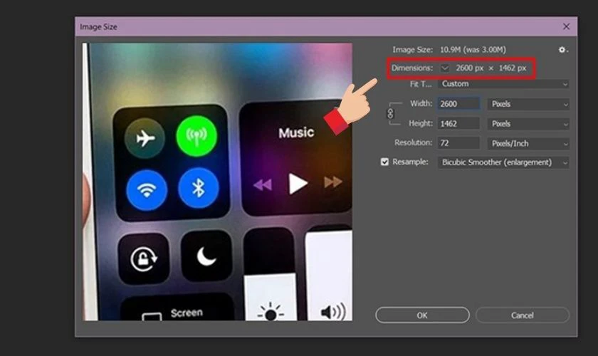 Bỏ chọn mục Dimensions nếu bạn muốn tùy chỉnh kích thước độc lập giữa hai chiều