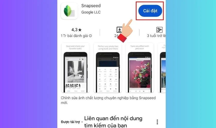 Tải ứng dụng Snapseed từ Google Play hoặc App Store