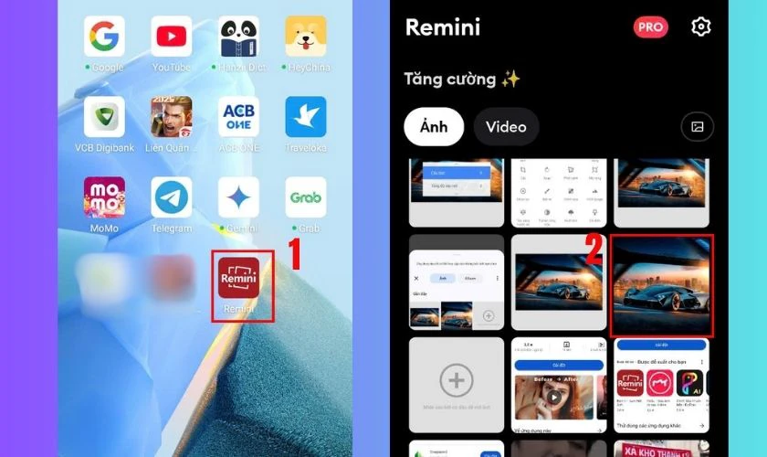 Mở ứng dụng Remini và chọn bức ảnh bạn muốn tăng chất lượng