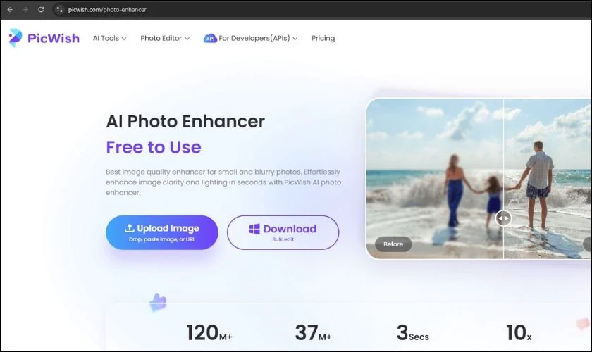 Truy cập vào trang web của Picwish
