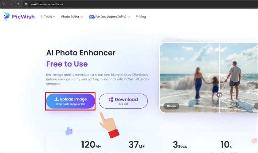 Cách tăng dung lượng ảnh bằng AI với Picwish