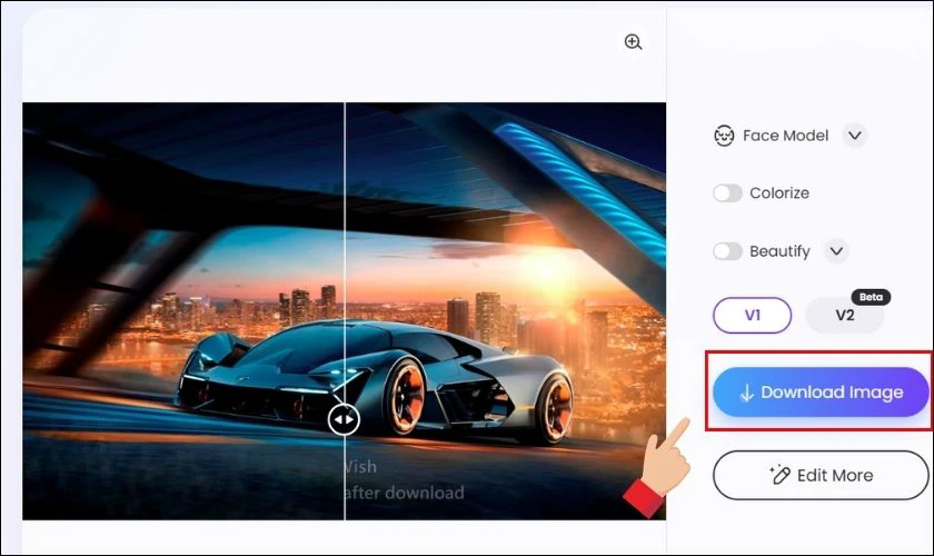 Nhấn Download Image để tải ảnh đã được cải thiện về thiết bị của bạn
