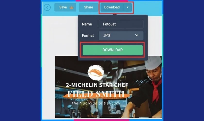 Sau khi hoàn thiện, chọn Download trên thanh công cụ