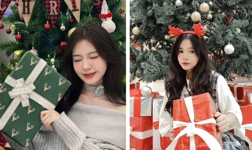 Tạo dáng chụp ảnh Noel có phụ kiện