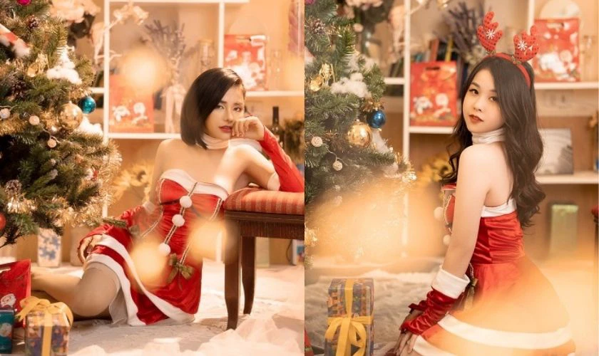 Tạo dáng chụp ảnh Noel phong cách sexy