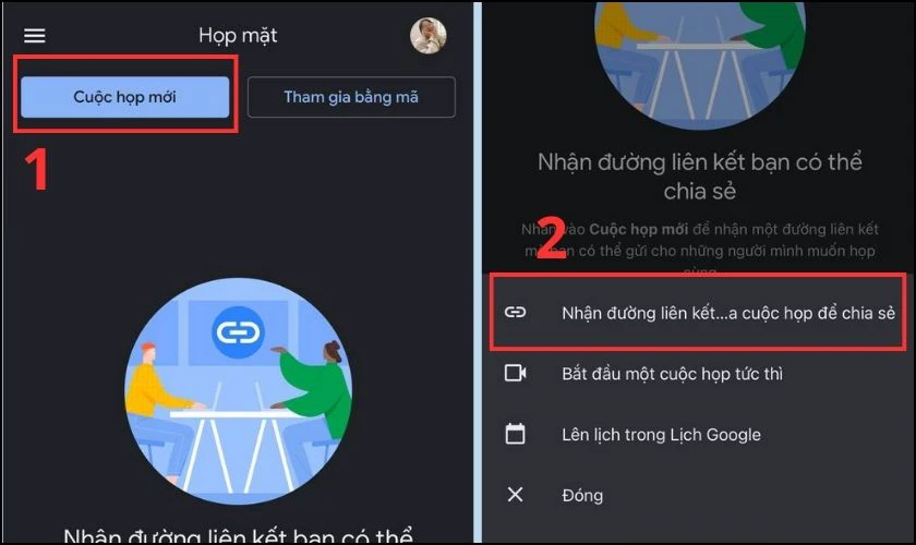 C&aacute;ch tạo link Google Meet để sử dụng sau tr&ecirc;n điện thoại