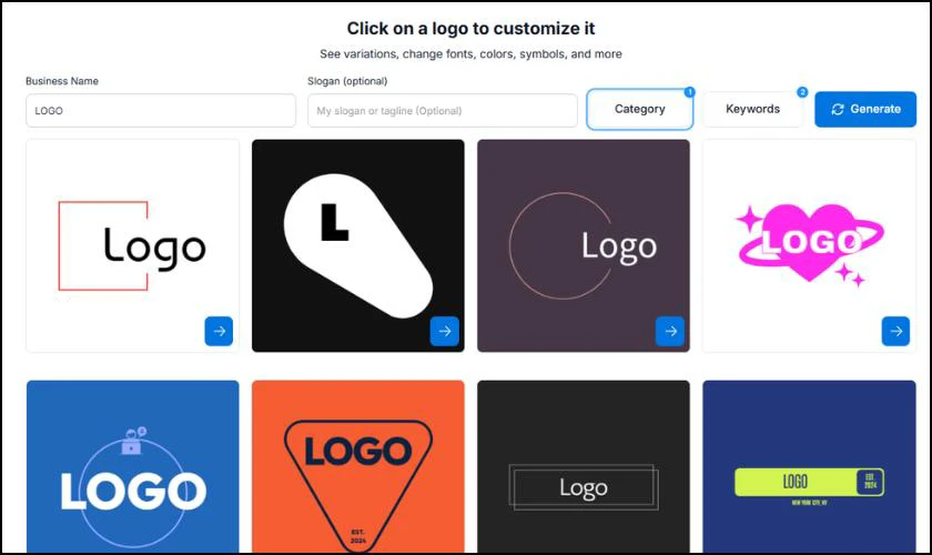 Web tạo logo bằng AI miễn ph&iacute; đơn giản