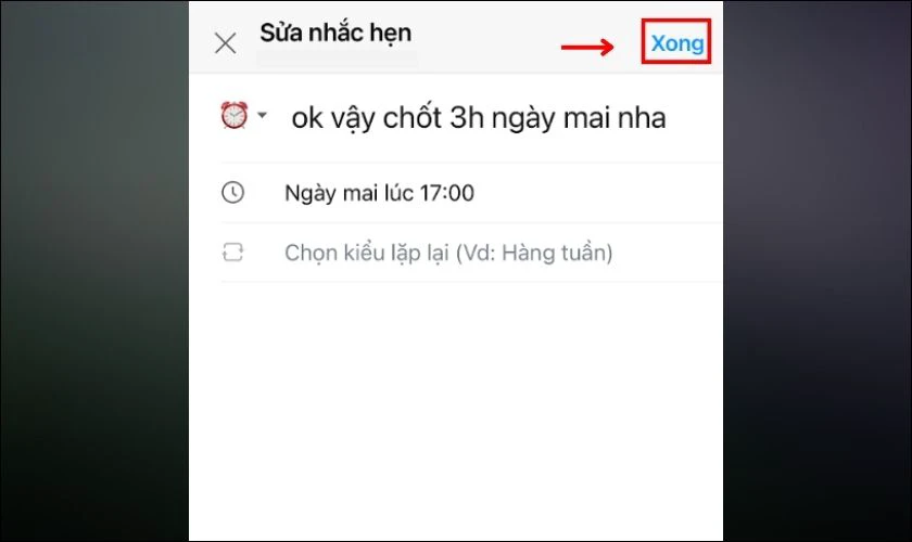 Bạn nhập th&ocirc;ng tin cần thay đổi v&agrave; nhấn Xong