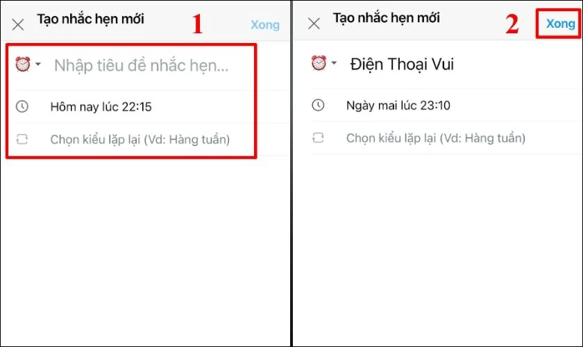 Bạn cần nhập c&aacute;c th&ocirc;ng tin v&agrave; nhấn Xong