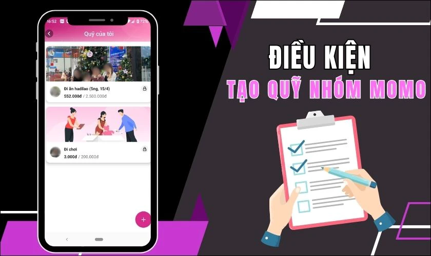 Điều kiện tạo th&agrave;nh c&ocirc;ng quỹ nh&oacute;m tr&ecirc;n MoMo