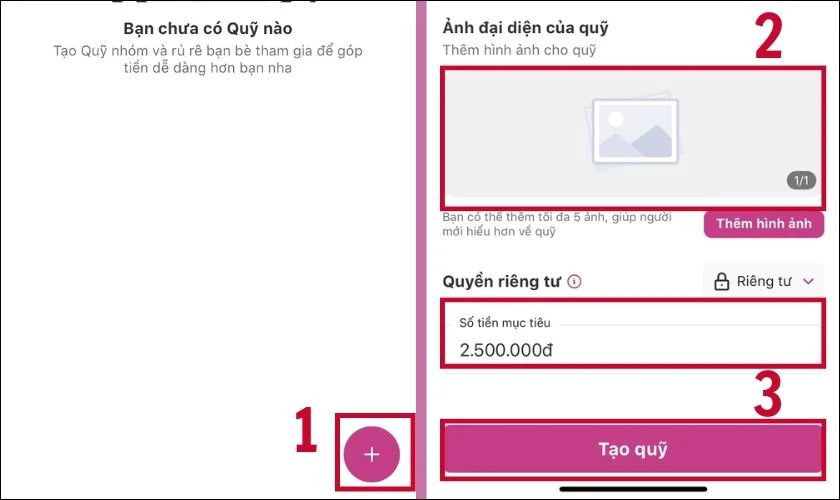 Cập nhật c&aacute;c th&ocirc;ng tin của quỹ chung MoMo