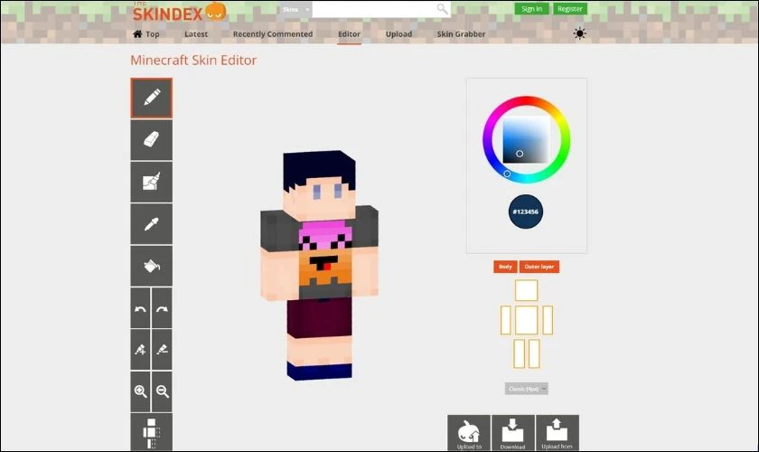Skindex - phần mềm tạo skin Minecraft miễn ph&iacute; cho t&acirc;n thủ