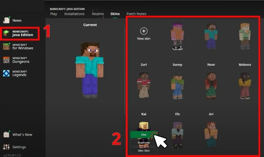 Hướng dẫn đổi skin Minecraft tr&ecirc;n m&aacute;y t&iacute;nh đơn giản