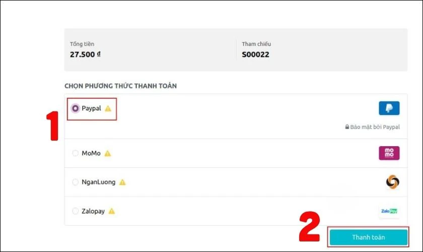 Cách thanh toán bằng PayPal
