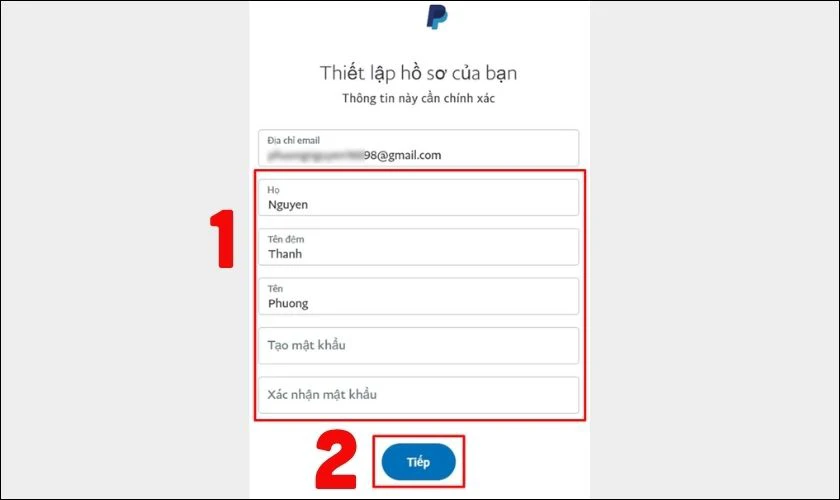 Điền đủ thông tin