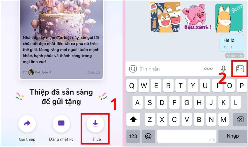 Tạo thiệp chúc mừng 8/3 trên Zalo và cách gửi
