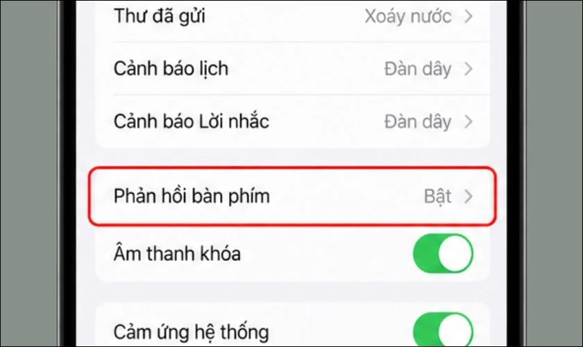 Bật phản hồi xúc giác khi sử dụng bàn phím
