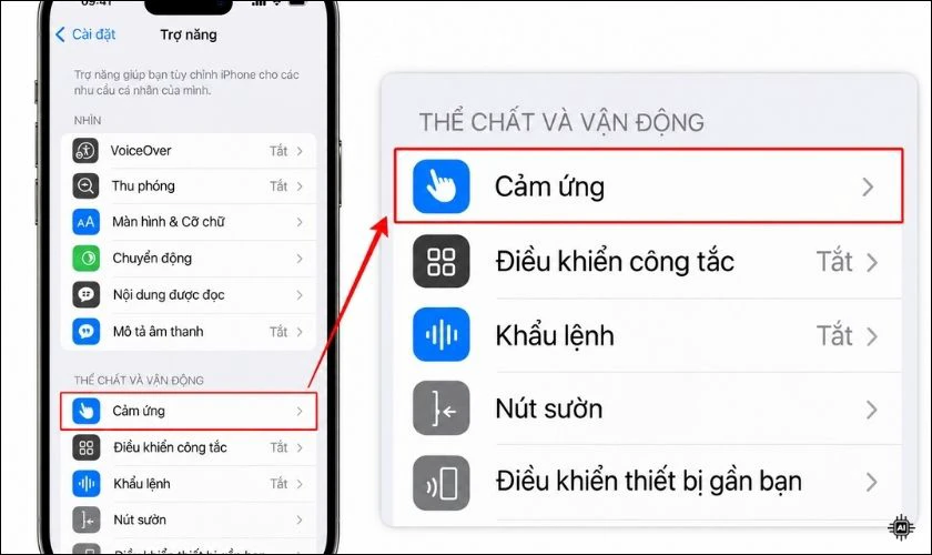 Kiểm tra cài đặt rung trong Trợ năng
