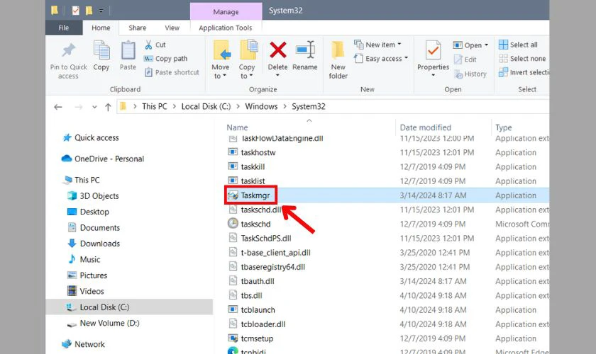 Tại đ&acirc;y nhấp chọn mục Taskmgr để bật Task Manager