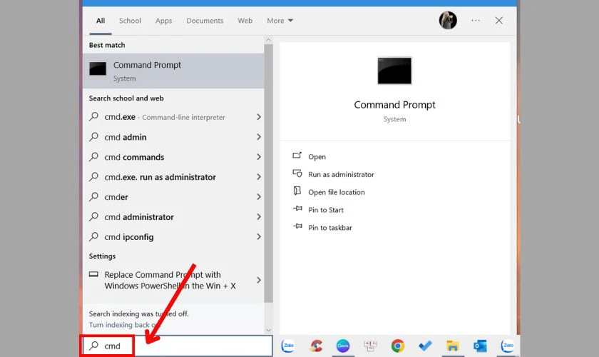 Nhấn n&uacute;t Windows v&agrave; nhập cmd