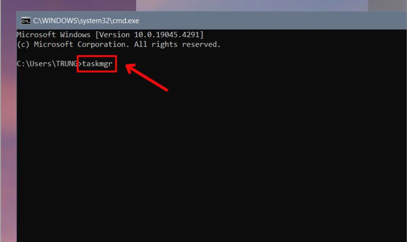 Nhập taskmgr v&agrave; nhấn Enter để bật Task Manager