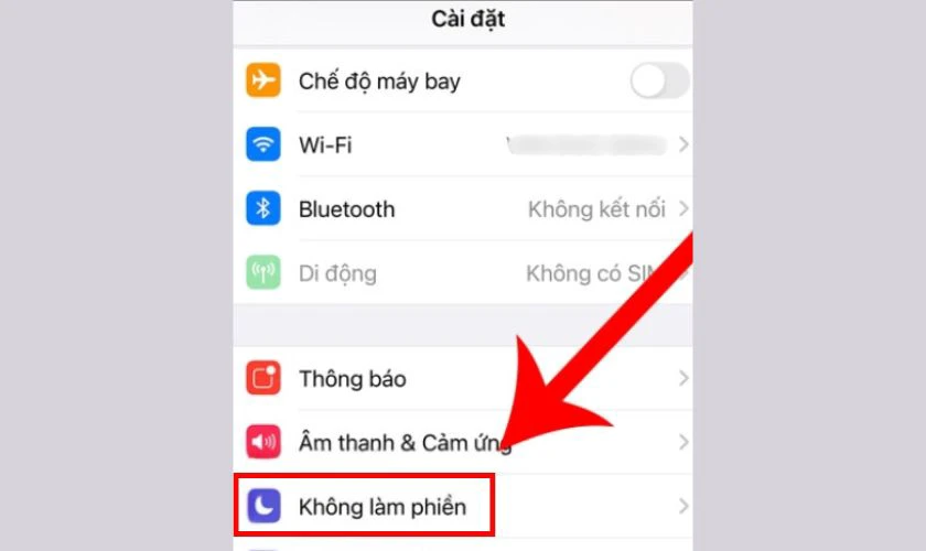 Tắt chế độ kh&ocirc;ng l&agrave;m phiền tr&ecirc;n iPhone 12 trong C&agrave;i đặt