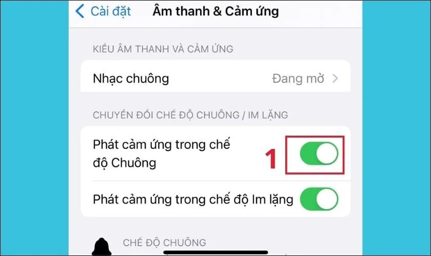 K&eacute;o xuống v&agrave; tắt Ph&aacute;t cảm ứng trong chế độ Chu&ocirc;ng