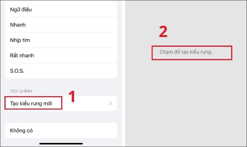 Chạm v&agrave;o Chạm để tạo kiểu rung để c&agrave;i đặt kiểu rung mới tr&ecirc;n iPhone theo sở th&iacute;ch