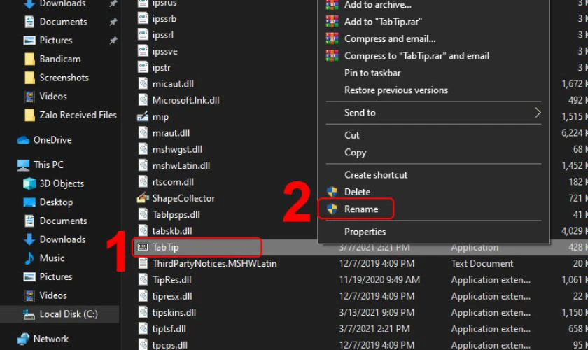 Đổi t&ecirc;n tệp TabTib.exe rồi khởi động m&aacute;y để kiểm tra kết quả