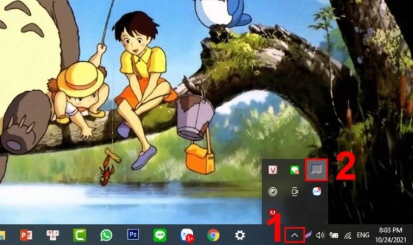 T&igrave;m biểu tượng touchpad tr&ecirc;n thanh t&aacute;c vụ