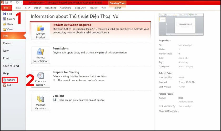 Tắt gạch ch&acirc;n đỏ trong Powerpoint đơn giản trong 3s