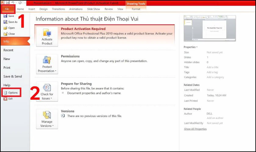 C&aacute;ch bật lại gạch ch&acirc;n đỏ trong Powerpoint