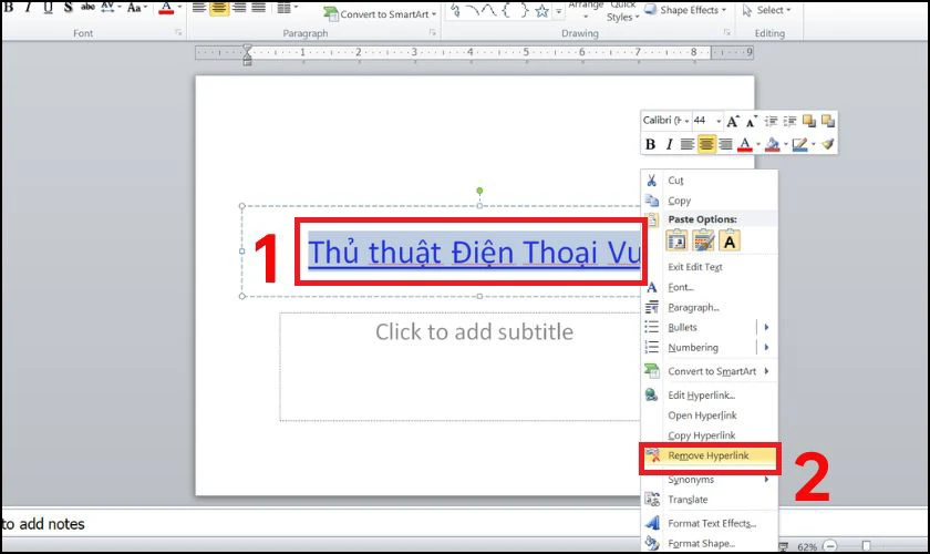 C&aacute;ch bỏ dấu gạch ch&acirc;n li&ecirc;n kết trong Powerpoint