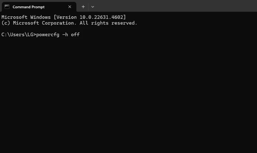 Tắt Hibernate Win 10 bằng Command Prompt