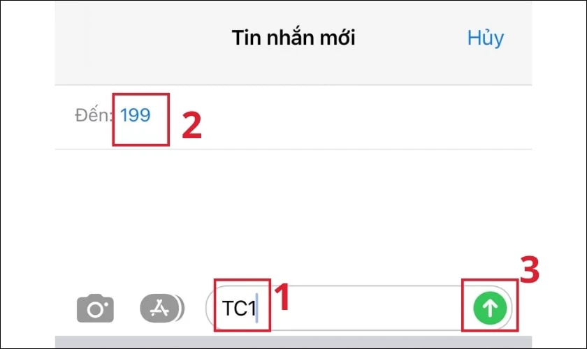 Soạn c&uacute; ph&aacute;p TC1 v&agrave; gửi về tổng đ&agrave;i 199