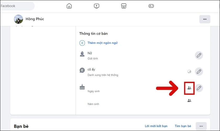 Click chuột vào biểu tượng Bạn bè