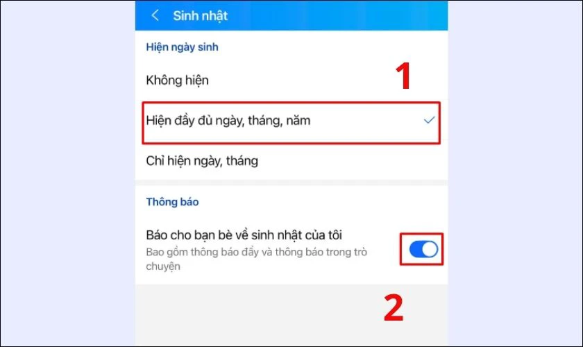 Cách bật lại thông báo sinh nhật trên Zalo