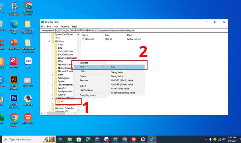 Tiếp tục tạo thư mục mới từ thư mục WindowsUpdate vừa tạo