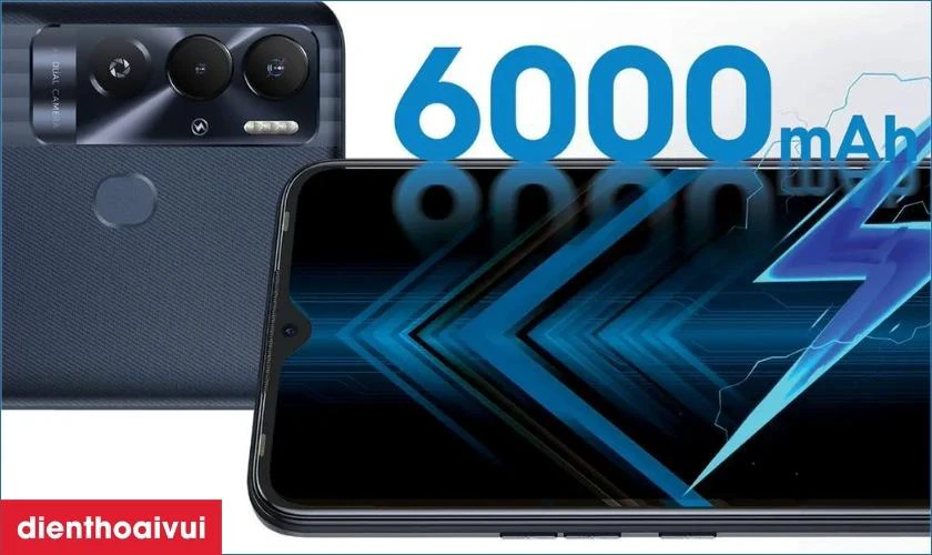 Tecno Spark được trang bị vi&ecirc;n pin c&oacute; dung lượng lớn đến 6000mAh